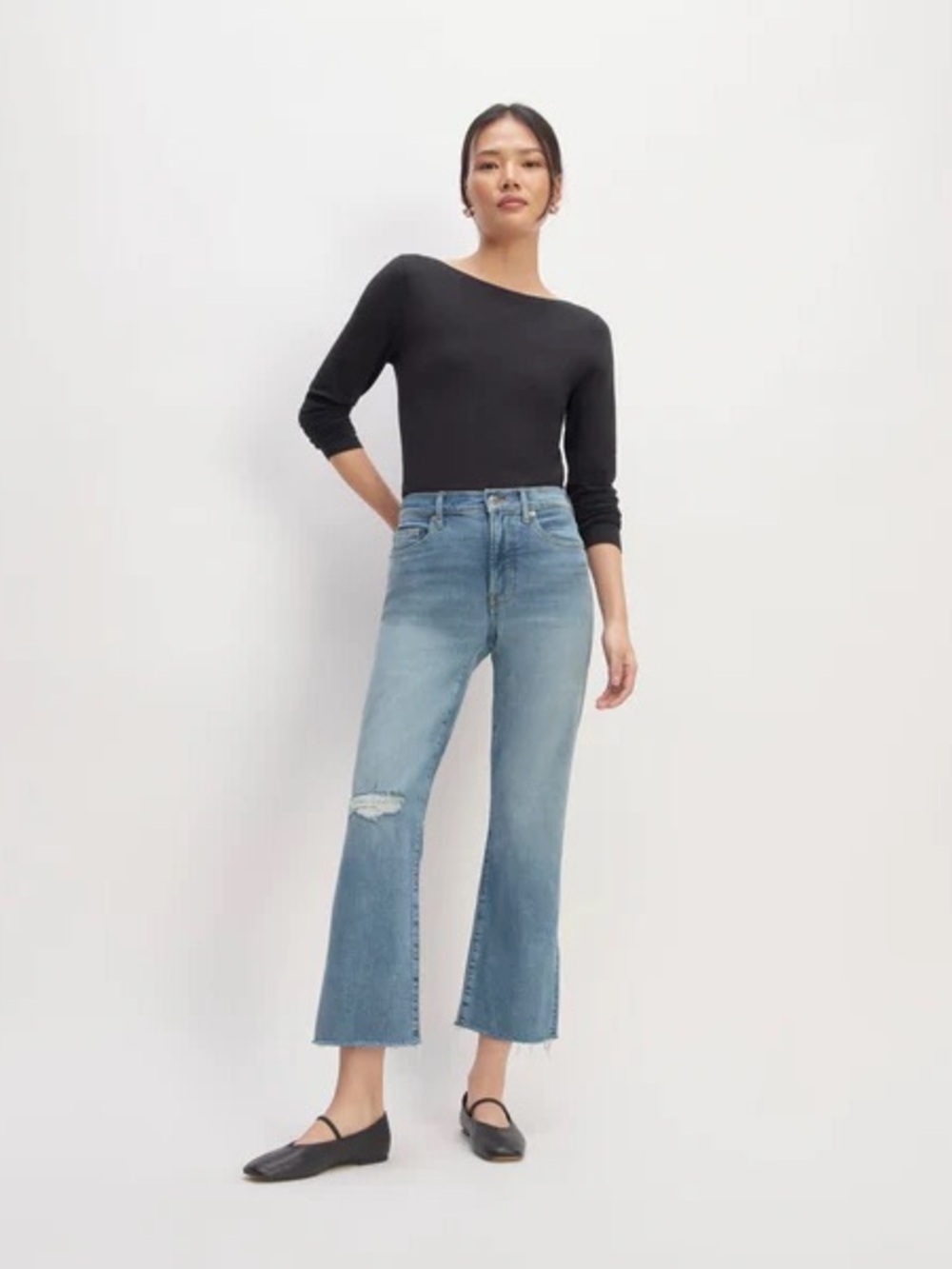 Everlane The Kick Cropped Jean Distressed